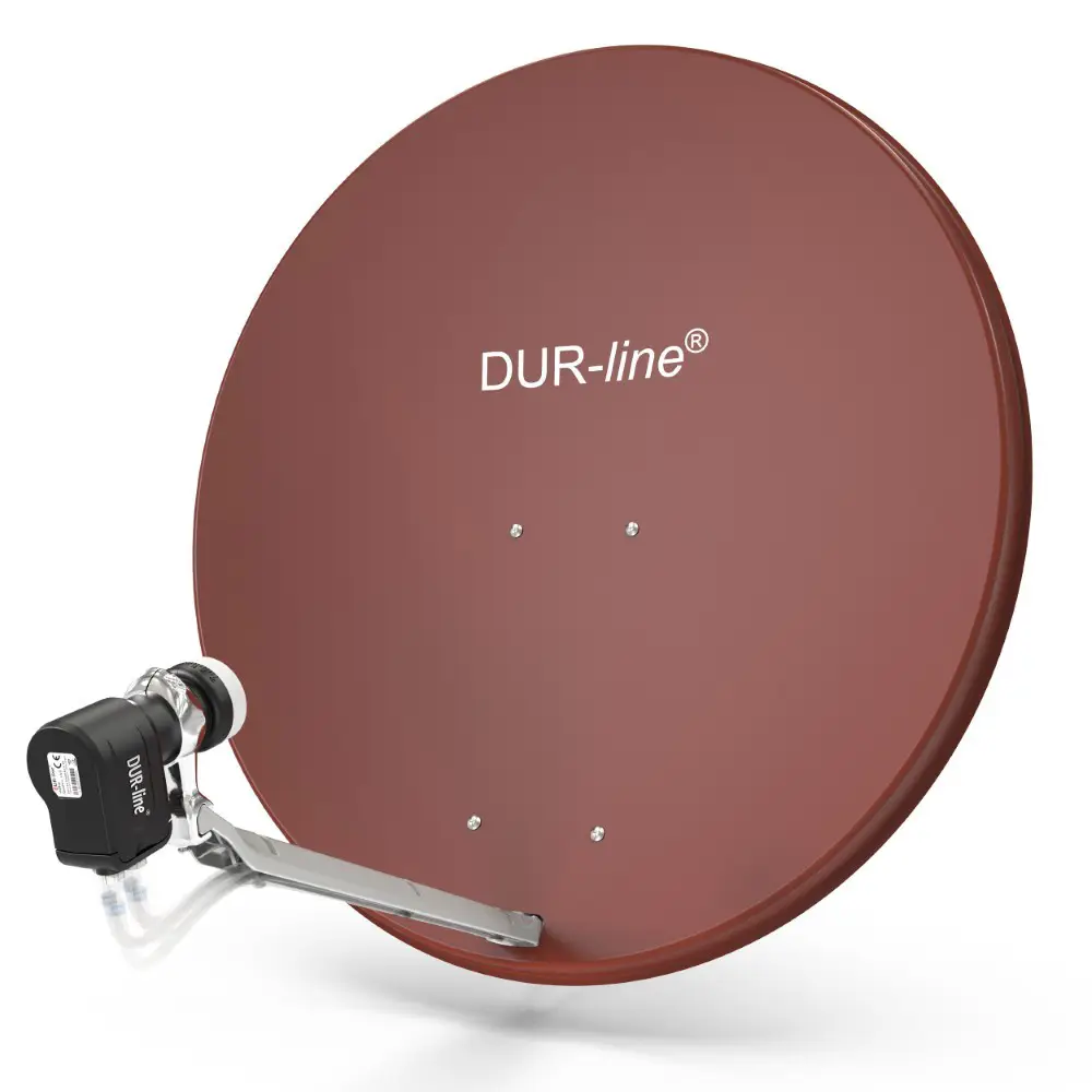 DUR-line Select 4 Teilnehmer Set - Qualitäts-Alu-Satelliten-Komplettanlage - Select 85cm/90cm Spiegel/Schüssel Rot + Quad LNB - für 4 Receiver/TV 