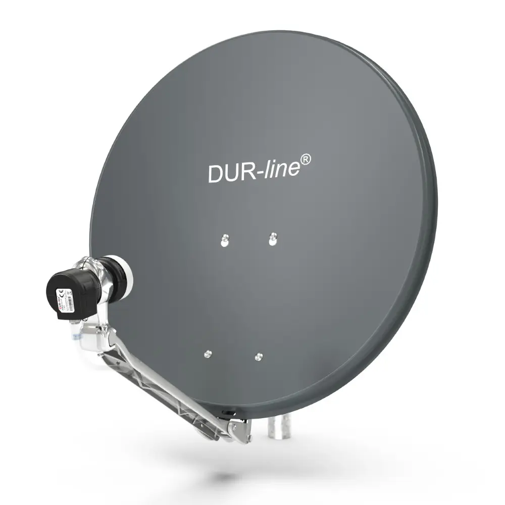DUR-line Select 1 Teilnehmer Set - Qualitäts-Alu-Satelliten-Komplettanlage - Select 60cm/65cm Spiegel/Schüssel Anthrazit + Single LNB - für 1 Receiver/TV